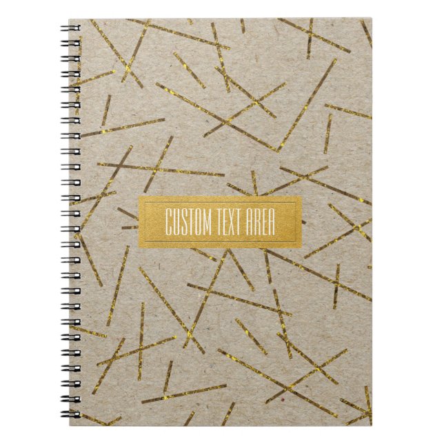 Cuaderno Palos de confeti dorados Kraft Chic moderno Glamou (Frente)