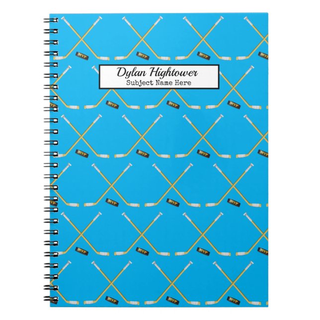 Cuaderno Palos de hockey |MVP Patrón de salto de cielo nomb (Frente)