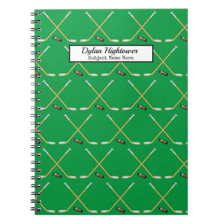 Cuaderno Palos de hockey| Nombre verde del patrón de puck M
