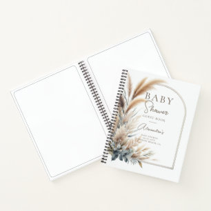 Cuaderno Pampas Grass Boho Baby Shower Guest Book