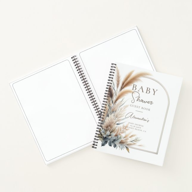 Cuaderno Pampas Grass Boho Baby Shower Guest Book (Interior)