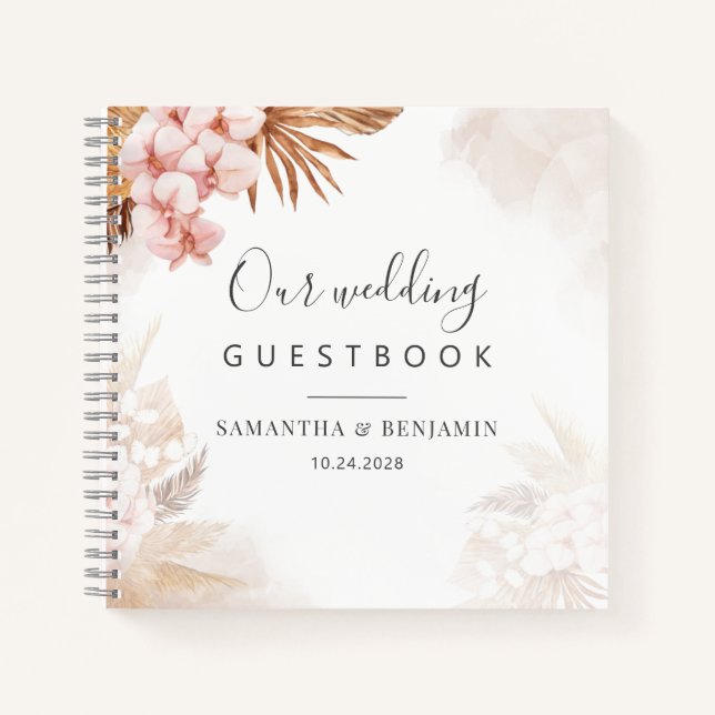 Cuaderno Pampas Grass Terracotta Boda Guest Book (Anverso)