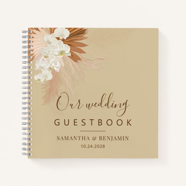 Cuaderno Pampas Grass Terracotta Boda Guest Book (Anverso)