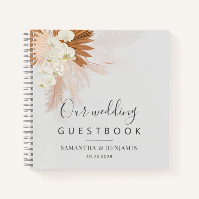 Cuaderno Pampas Grass Terracotta Boda Guest Book (Anverso)