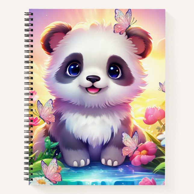 Cuaderno Panada alegre, arbustos, mariposas y flores (Anverso)