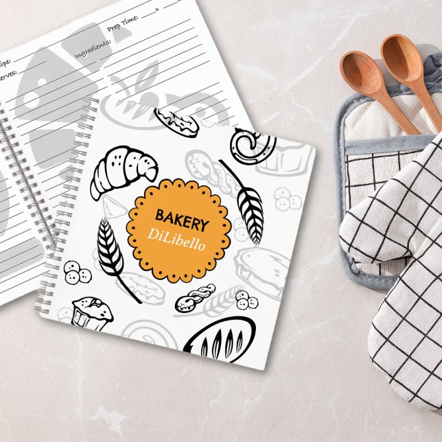 Cuaderno Panadería de Ilustraciones de pan Doodle (Playful Doodle Bread Illustrations Bakery Notebook)