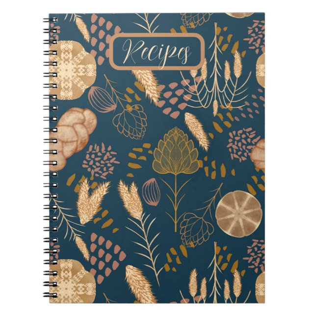 Cuaderno Panadería en flor: pan y cebada artesanales, Verde (Frente)