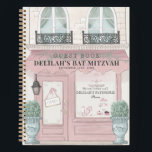 Cuaderno Panadería Francesa Patisserie Pk Bat Mitzvah Guest<br><div class="desc">Este bonito libro de invitados Bat Mitzvah,  dedicado a una cafetería/panadería/pastelería francesa,  presenta un fondo crema con una pastelería francesa/panadería/cafetería escaparate en rosa. En el reverso,  el fondo es rosa claro con motivos florales. Personalice sus necesidades. Puedes encontrar más productos a juego en mi tienda.</div>