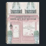 Cuaderno Panadería Francesa Patisserie Pk Bat Mitzvah Guest<br><div class="desc">Este bonito libro de invitados Bat Mitzvah,  dedicado a una cafetería/panadería/pastelería francesa,  presenta un fondo crema con una pastelería francesa/panadería/cafetería escaparate en rosa. En el reverso,  el fondo es rosa claro con motivos florales. Personalice sus necesidades. Puedes encontrar más productos a juego en mi tienda.</div>
