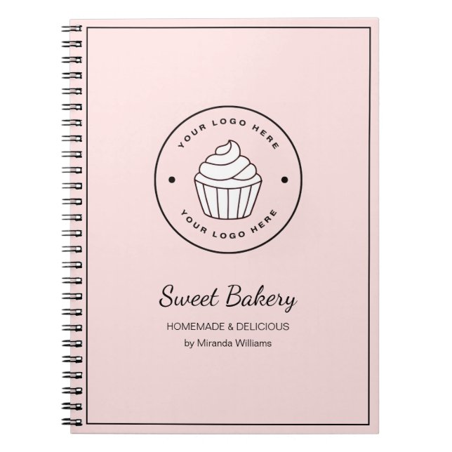 Cuaderno Panadería Moderna Logo Rosa Personalizado (Frente)