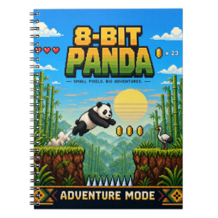 Cuaderno Panda, Arte de Pixel Retro de 8 Bits