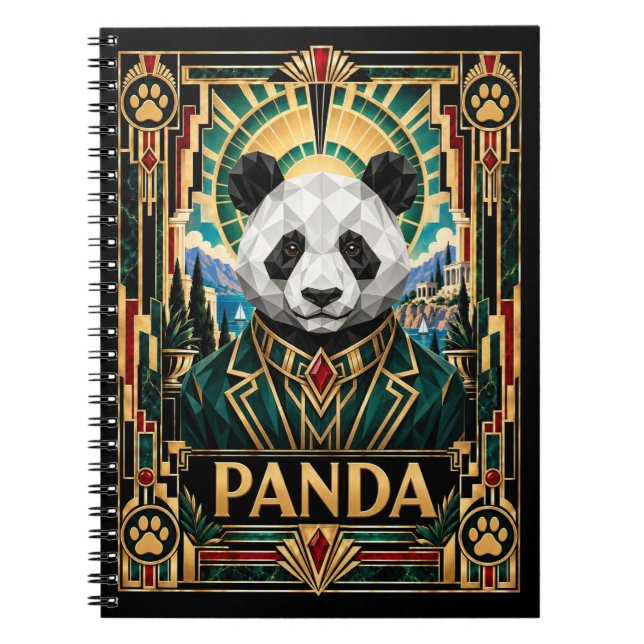Cuaderno Panda, Arte Deco Fauna (Frente)