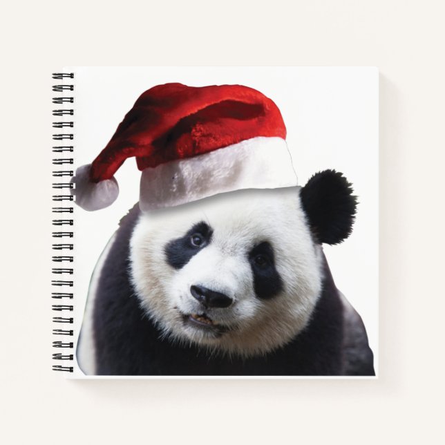 Cuaderno Panda Bear usando un Gorra de Santa Claus (Anverso)