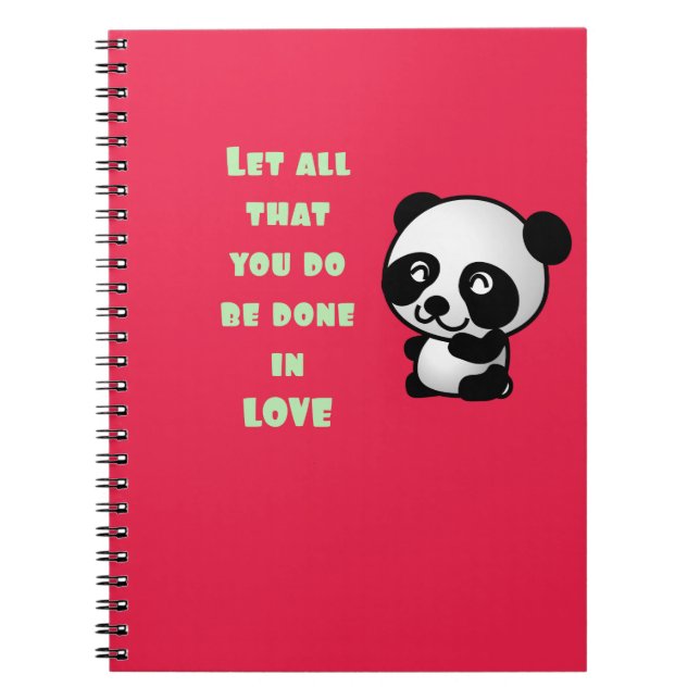 Cuaderno Panda con Inspiradora cita de amor (Frente)