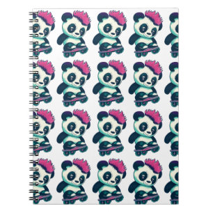Cuaderno Panda de bebé lindo con mohawk   Skater Panda