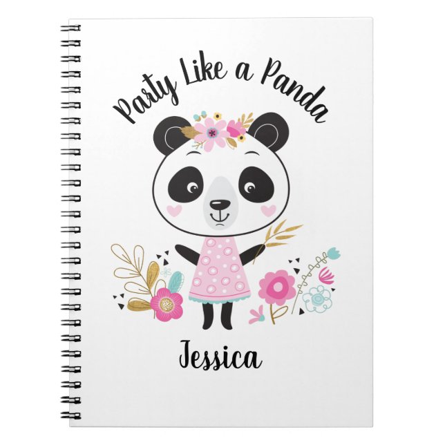 Cuaderno Panda de chile rosado personalizado (Frente)