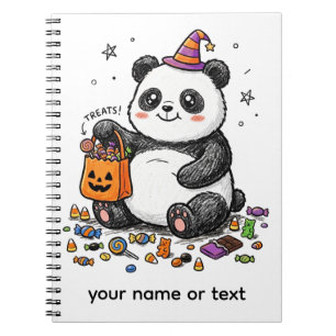 Cuaderno Panda de Halloween regordete con barriga de dulces