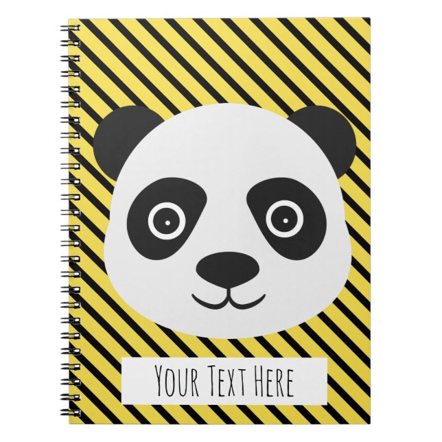 Cuaderno Panda Face - Personalizado amarillo de oso blanco  (Frente)