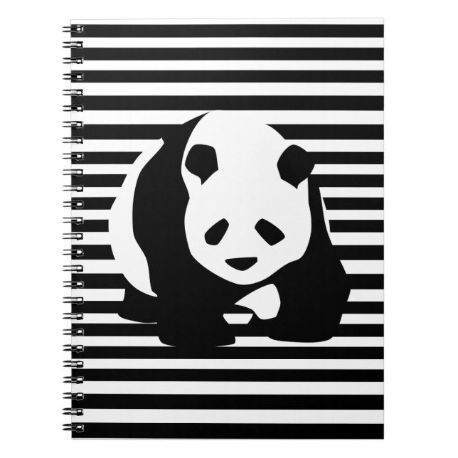 Cuaderno Panda gigante negro y blanco a rayas (Frente)