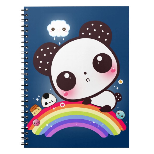 Cuaderno Panda linda con la comida del kawaii en el arco (Frente)