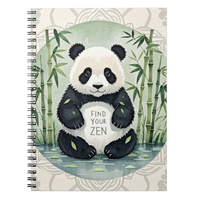 Cuaderno Panda lindo de gran chubby sentado en una pose de  (Frente)