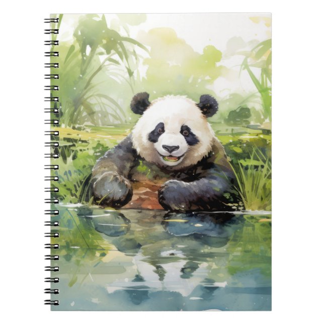 Cuaderno Panda Relajándose En Jardín Diversión Animal Feliz (Frente)