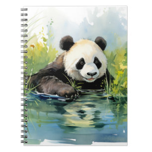 Cuaderno Panda Relajándose En Jardín Diversión Animal Feliz