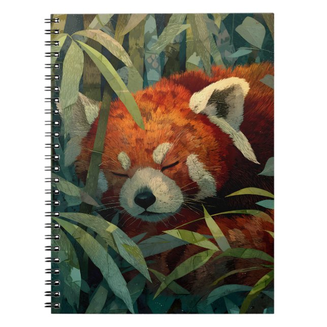 Cuaderno Panda Rojo Dormido Lush Bamboo Art (Frente)