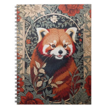 Panda Rojo Elegante William Morris Inspirado Flora
