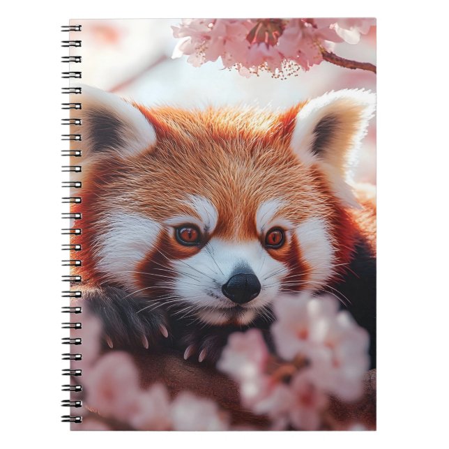 Cuaderno Panda Rojo Entre Flores De Cerezo (Frente)