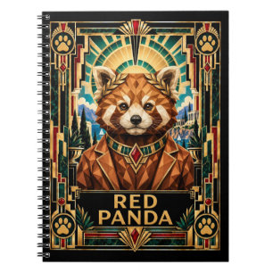 Cuaderno Panda Rojo, Fauna Art Déco