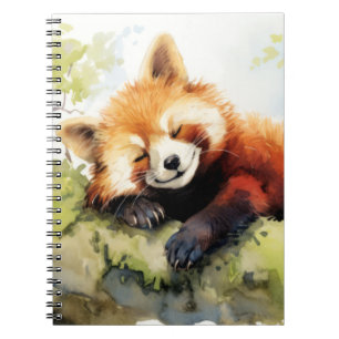 Cuaderno Panda Rojo Relajándose En Un Jardín De Diversión A