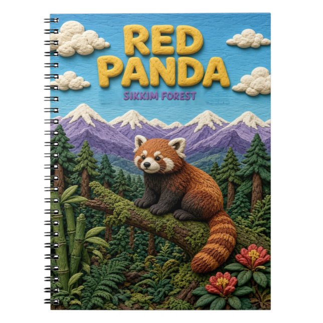 Cuaderno Panda Rojo Sikkim Bosque Moderno KlayKoo (Frente)