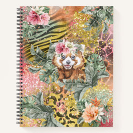 Cuaderno Panda Rojo Tropical en papel para animales