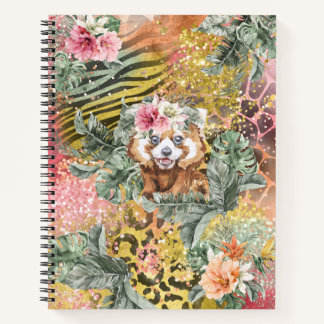 Cuaderno Panda Rojo Tropical en papel para animales