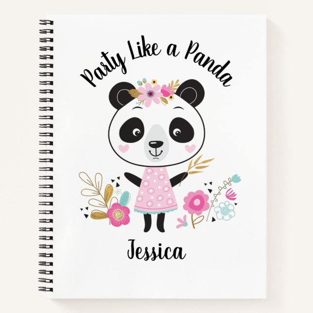 Cuaderno Panda rosado lindo personalizado personalizado (Anverso)