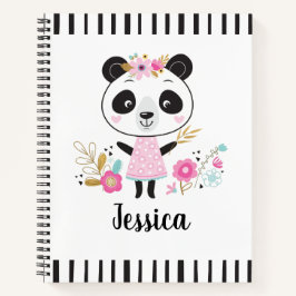 Cuaderno Panda rosado lindo personalizado personalizado