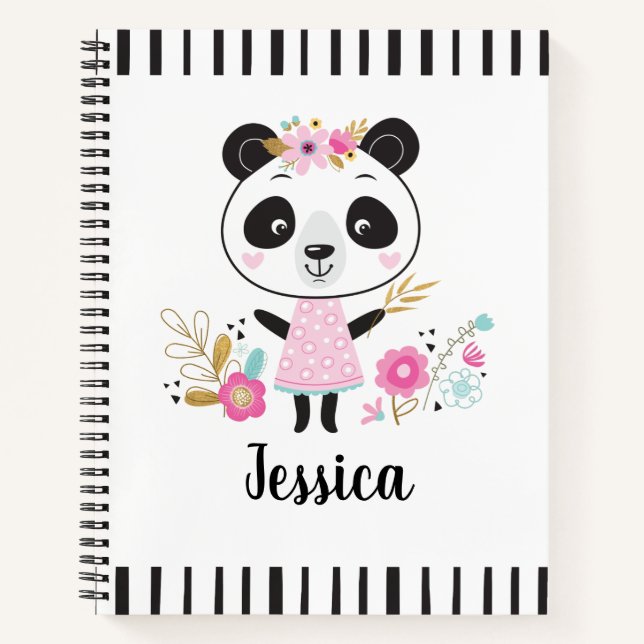 Cuaderno Panda rosado lindo personalizado personalizado (Anverso)