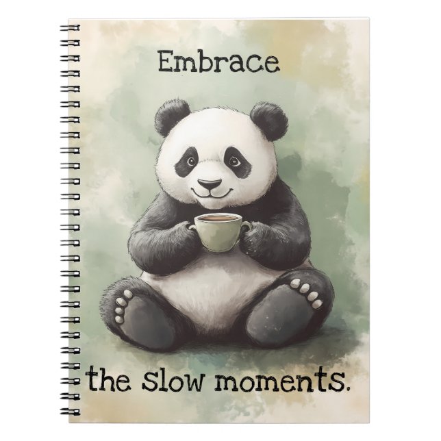 Cuaderno Panda Spiral Notebook, abrazar los momentos lentos (Frente)