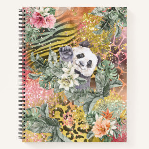 Cuaderno Panda tropical en la impresión de animales