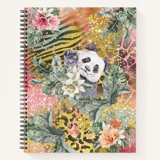 Cuaderno Panda tropical en la impresión de animales (Anverso)