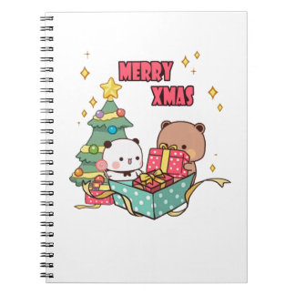 Cuaderno Panda Y Brownie Bear Pareja, Feliz Navidad