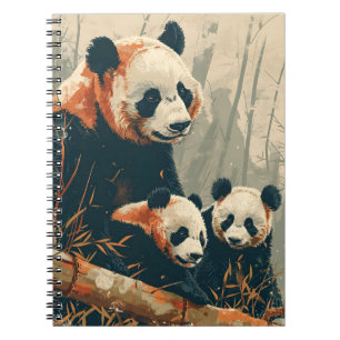 Cuaderno Panda y cachorros: postal antigua