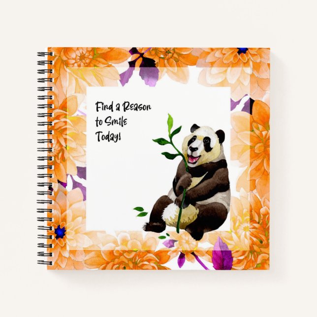 Cuaderno Panda y marco floral (Anverso)