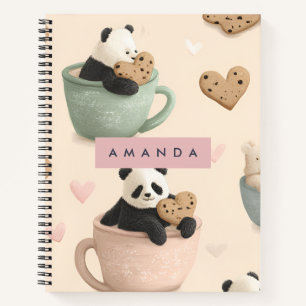 Cuaderno Panda y patrón de oso personalizados
