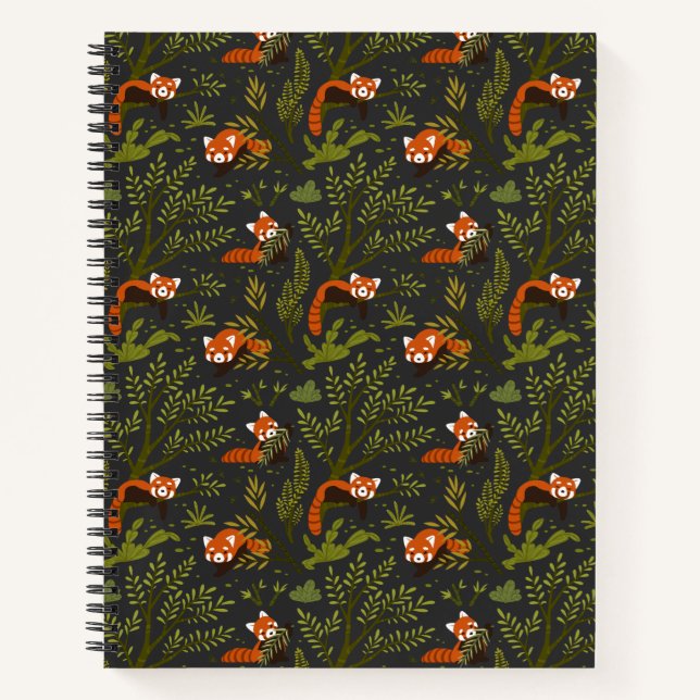 Cuaderno Pandas Rojos en el Bosque Negro (Anverso)