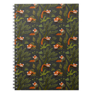 Cuaderno Pandas rojos en el bosque negro