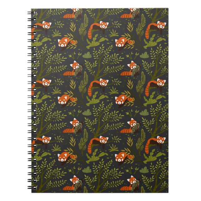 Cuaderno Pandas rojos en el bosque negro (Frente)