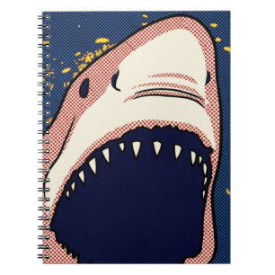 Cuaderno Panel Cómic de Mediotono de Mandíbula de Tiburón P