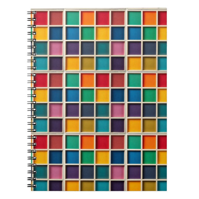 Cuaderno Panel de rejilla geométrica colorida (Frente)